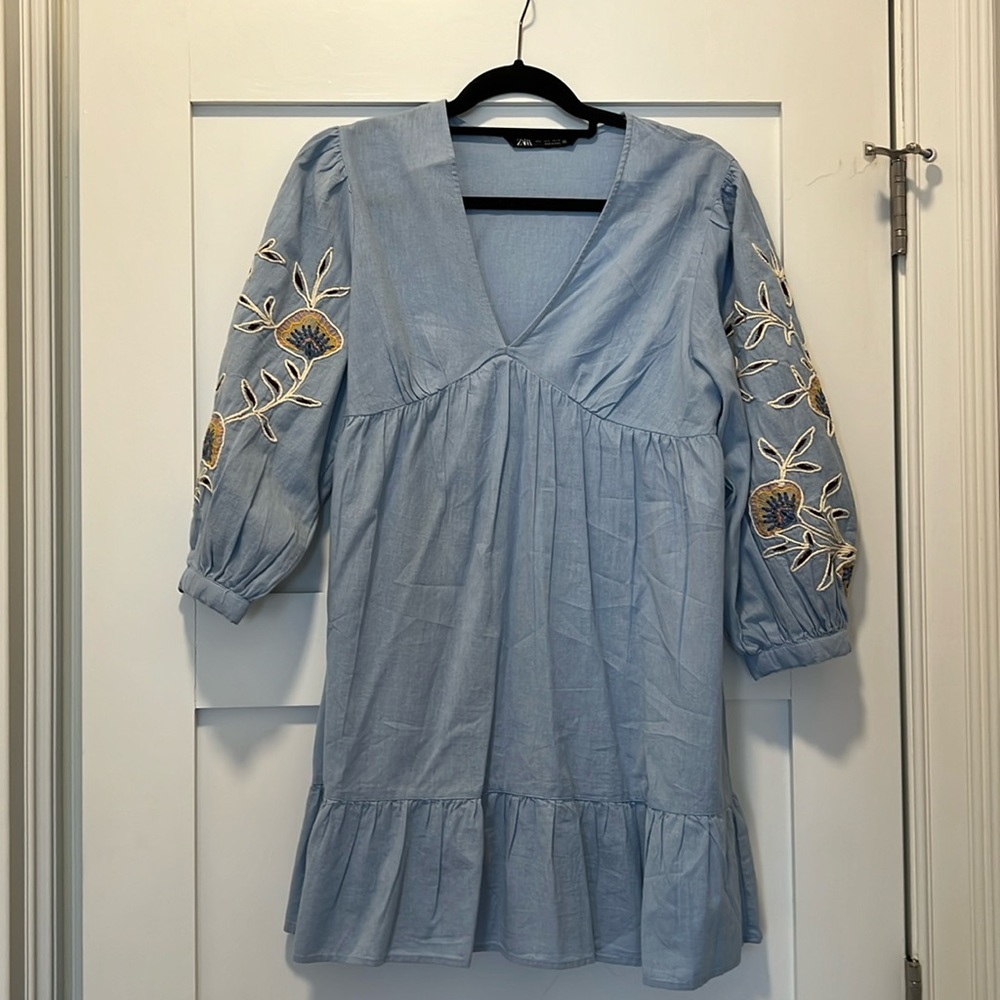 Zara long sleeve blue dress